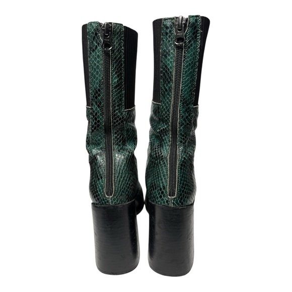 Green‎ Snakeskin Leather Block Heel L’Intervalle boots - Picture 4 of 5